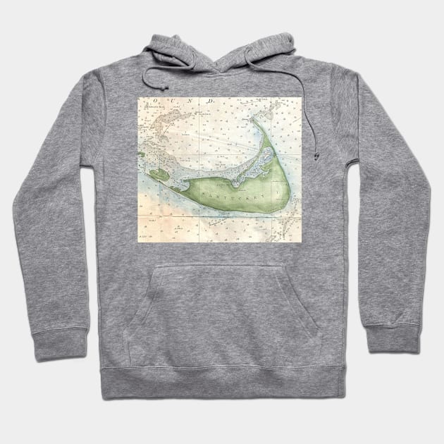 Vintage Map of Nantucket (1857) Hoodie by Bravuramedia